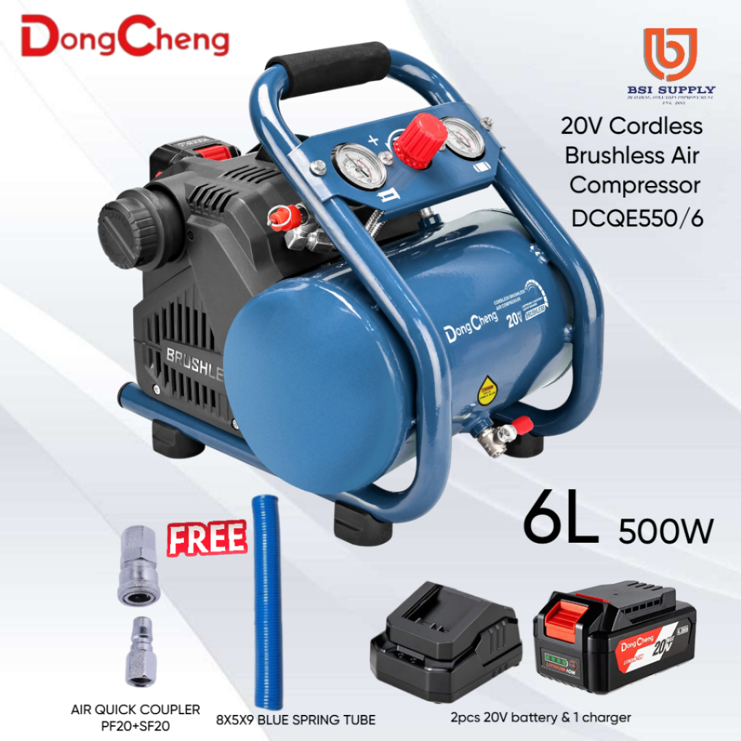 (SG Stock) Dong Cheng Cordless Brushless Air Compressor (BDC8225-SET + 30171800027 +30171800032)