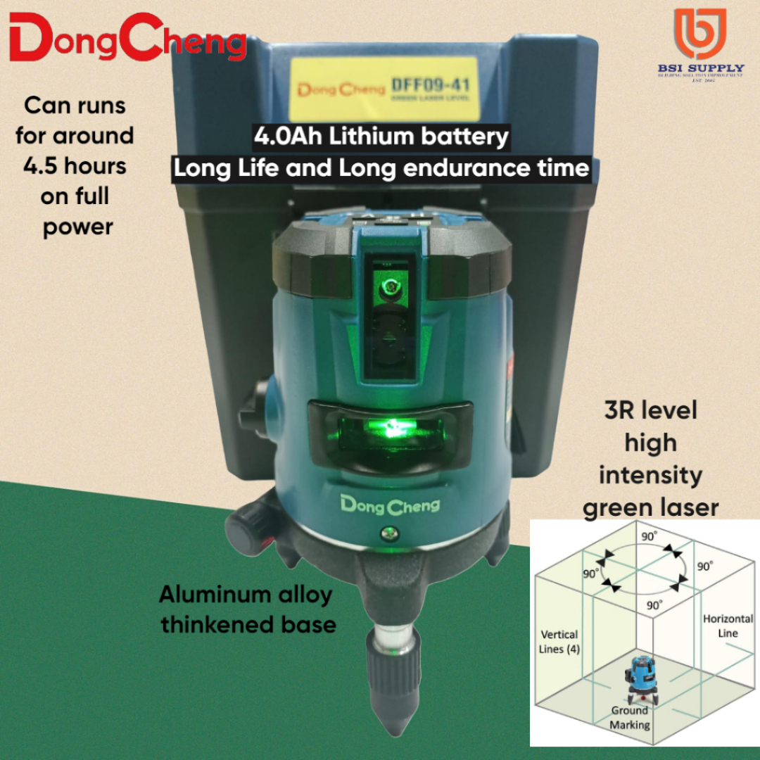 (SG Stock) Dong Cheng 5 Lines Rechargeable Green Laser Level